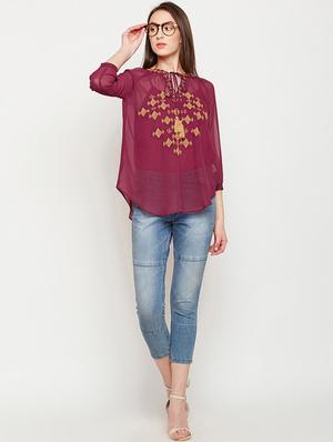 embroidered sheer peasant top - 16133738 - Standard Image - 4