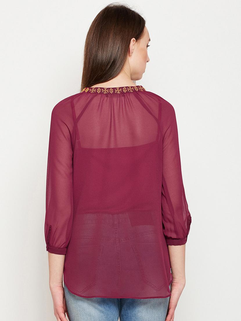 embroidered sheer peasant top - 16133738 - Zoom Image - 3