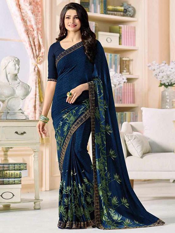 lace border printed saree with blouse - 16134020 - Zoom Image - 1