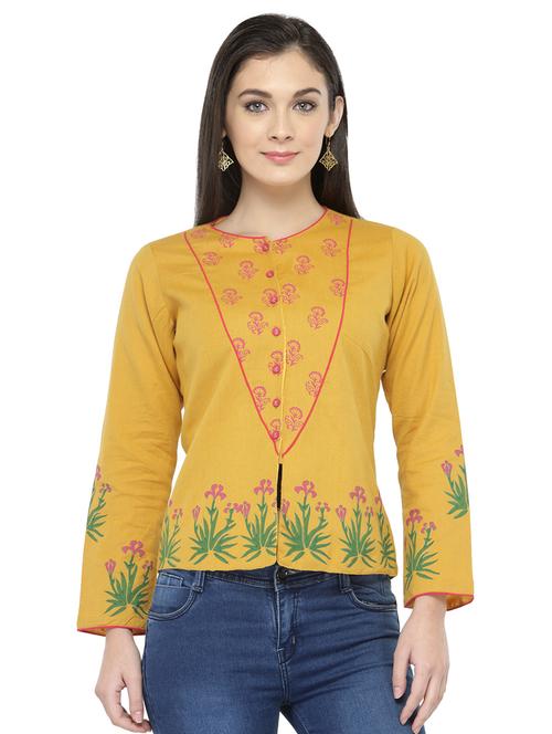 floral block printed jacket - 16134880 - Standard Image - 1