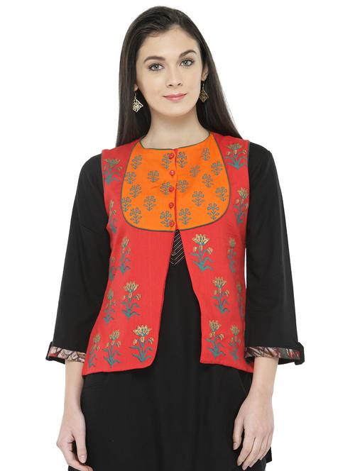 floral block printed jacket - 16134887 - Standard Image - 1