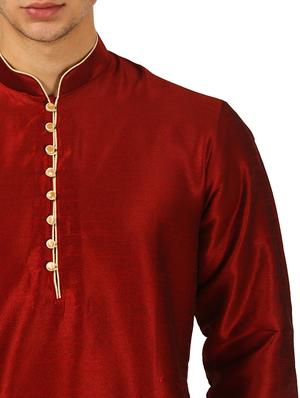 red silk blend dhoti kurta set - 16134957 - Standard Image - 4