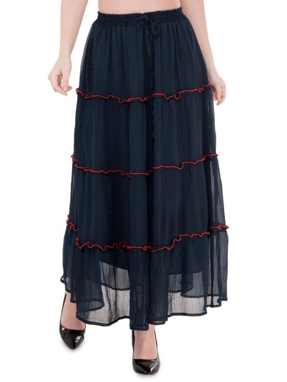 navy blue solid flared skirt - 16134978 - Zoom Image - 1