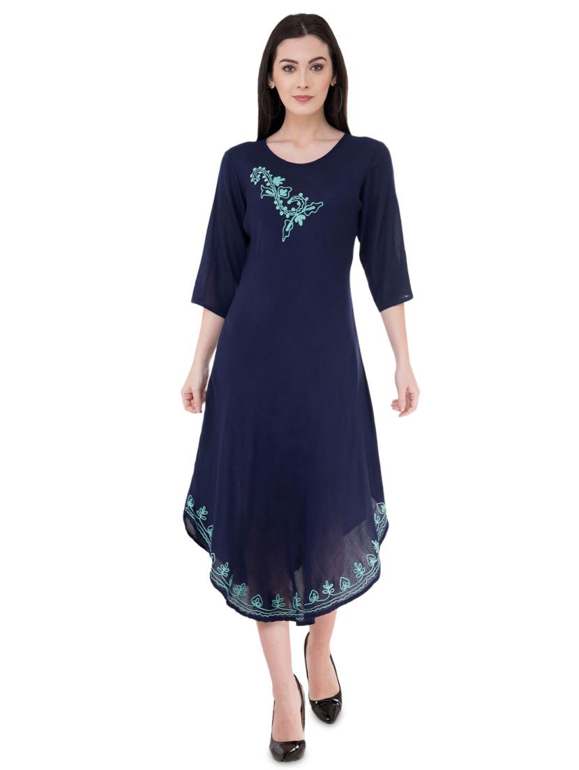 embroidered curved hem a-line dress - 16134985 - Zoom Image - 1