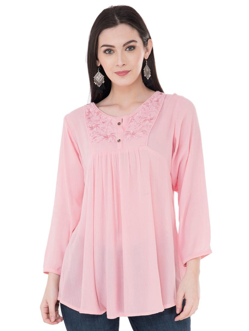 gather detail embroidered tunic - 16134993 - Zoom Image - 1