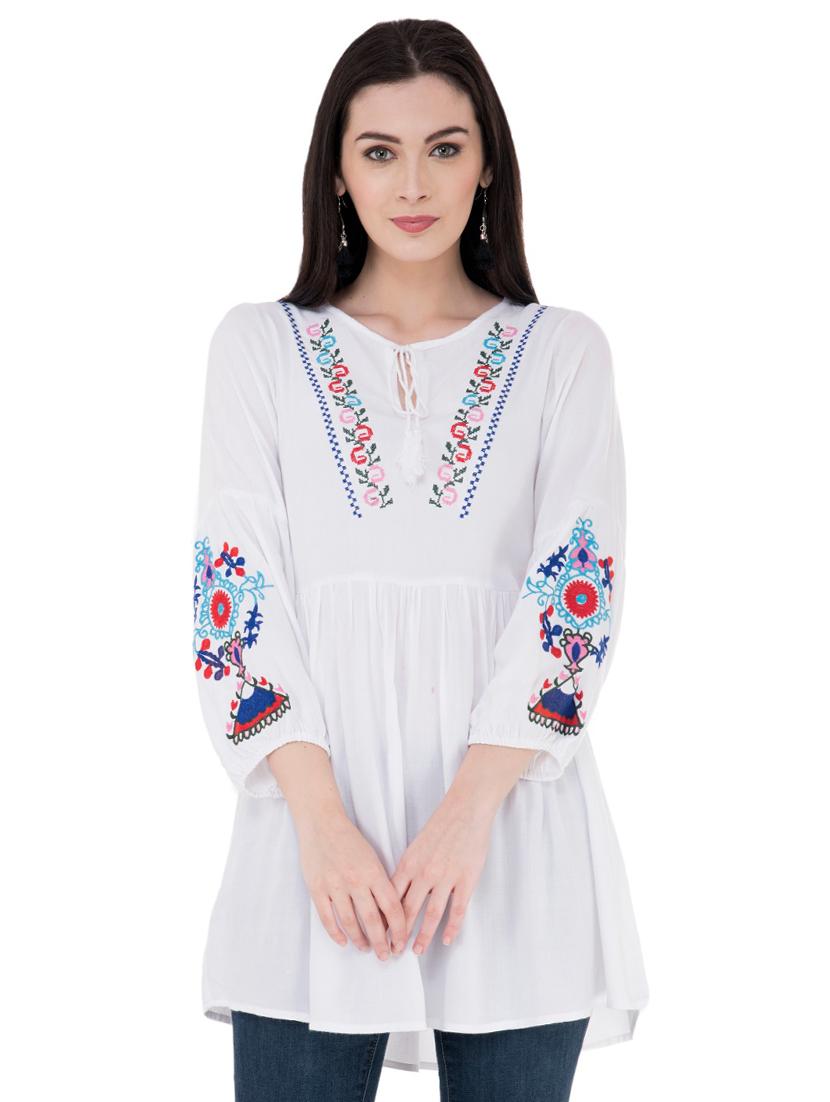 embroidered gathered top - 16134997 - Zoom Image - 1