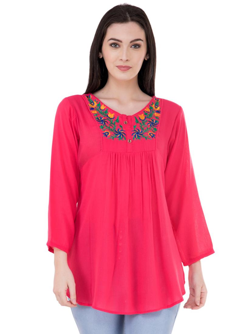 gather detail embroidered tunic - 16135007 - Zoom Image - 1