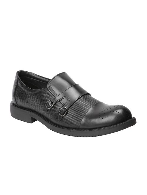 red chief black slip on monk straps - 16135029 - Very Small Image - 1