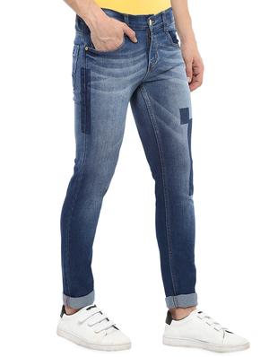 blue cotton patched jeans - 16135111 - Standard Image - 2
