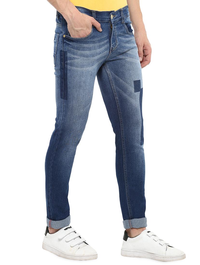 blue cotton patched jeans - 16135111 - Zoom Image - 2