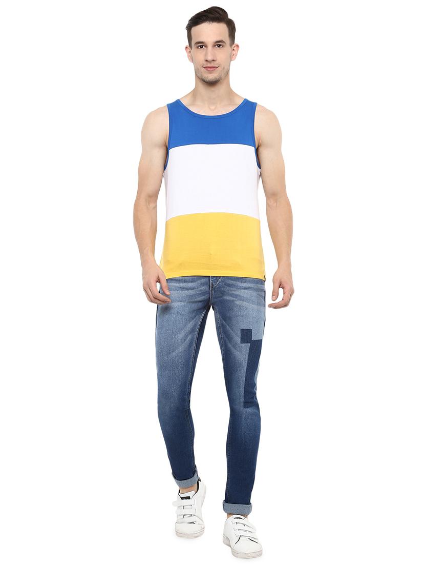 blue cotton patched jeans - 16135111 - Zoom Image - 4