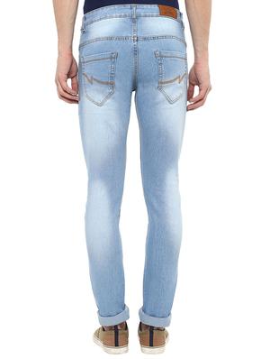 light blue cotton blend heavy washed jeans - 16135124 - Standard Image - 3