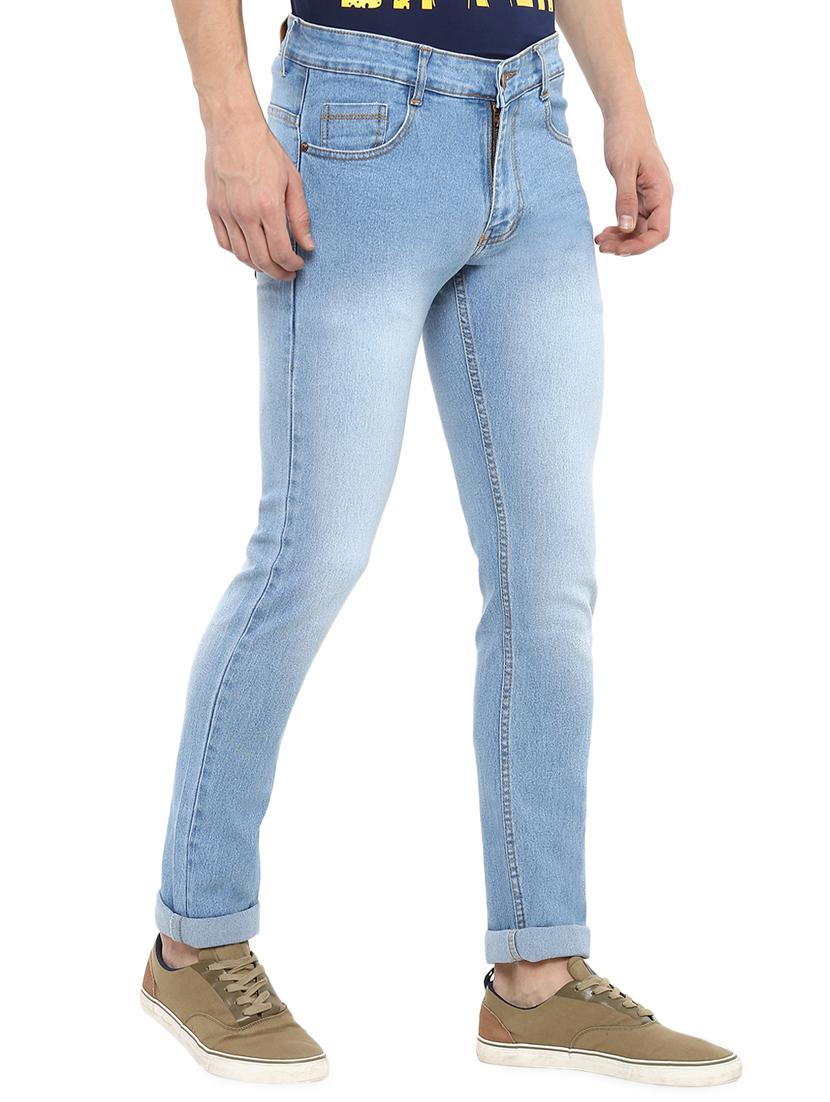 light blue cotton blend heavy washed jeans - 16135124 - Zoom Image - 2