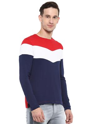 navy blue color block tshirt - 16135139 - Standard Image - 2