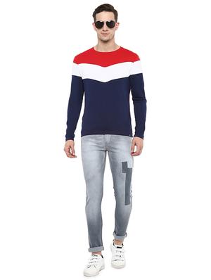 navy blue color block tshirt - 16135139 - Standard Image - 4
