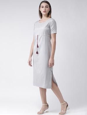 drawstring checkered empire line dress - 16135140 - Standard Image - 2