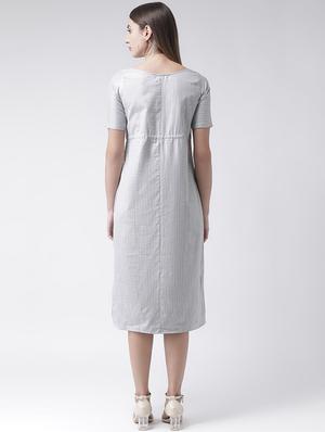 drawstring checkered empire line dress - 16135140 - Standard Image - 3