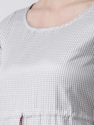 drawstring checkered empire line dress - 16135140 - Standard Image - 4