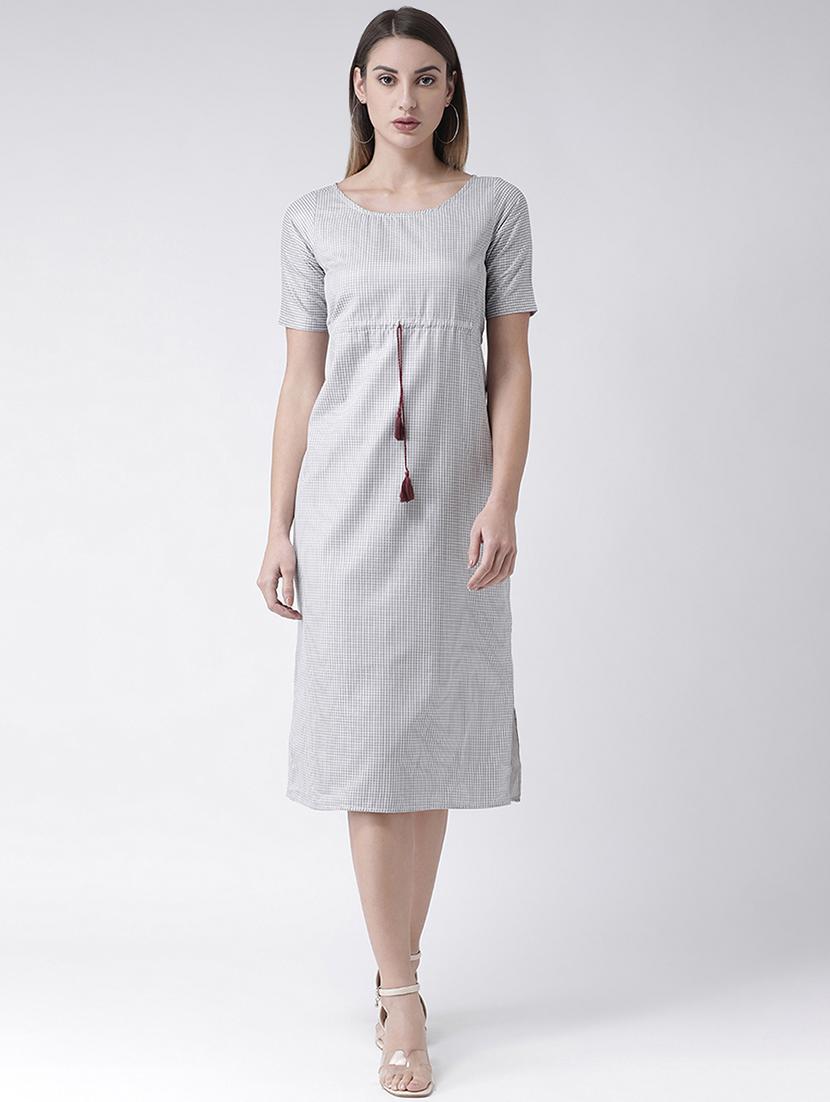drawstring checkered empire line dress - 16135140 - Zoom Image - 1