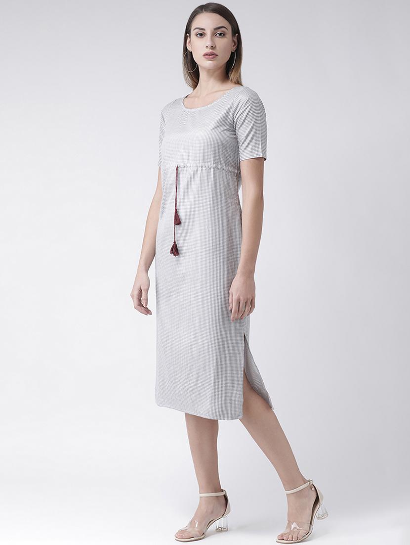 drawstring checkered empire line dress - 16135140 - Zoom Image - 2