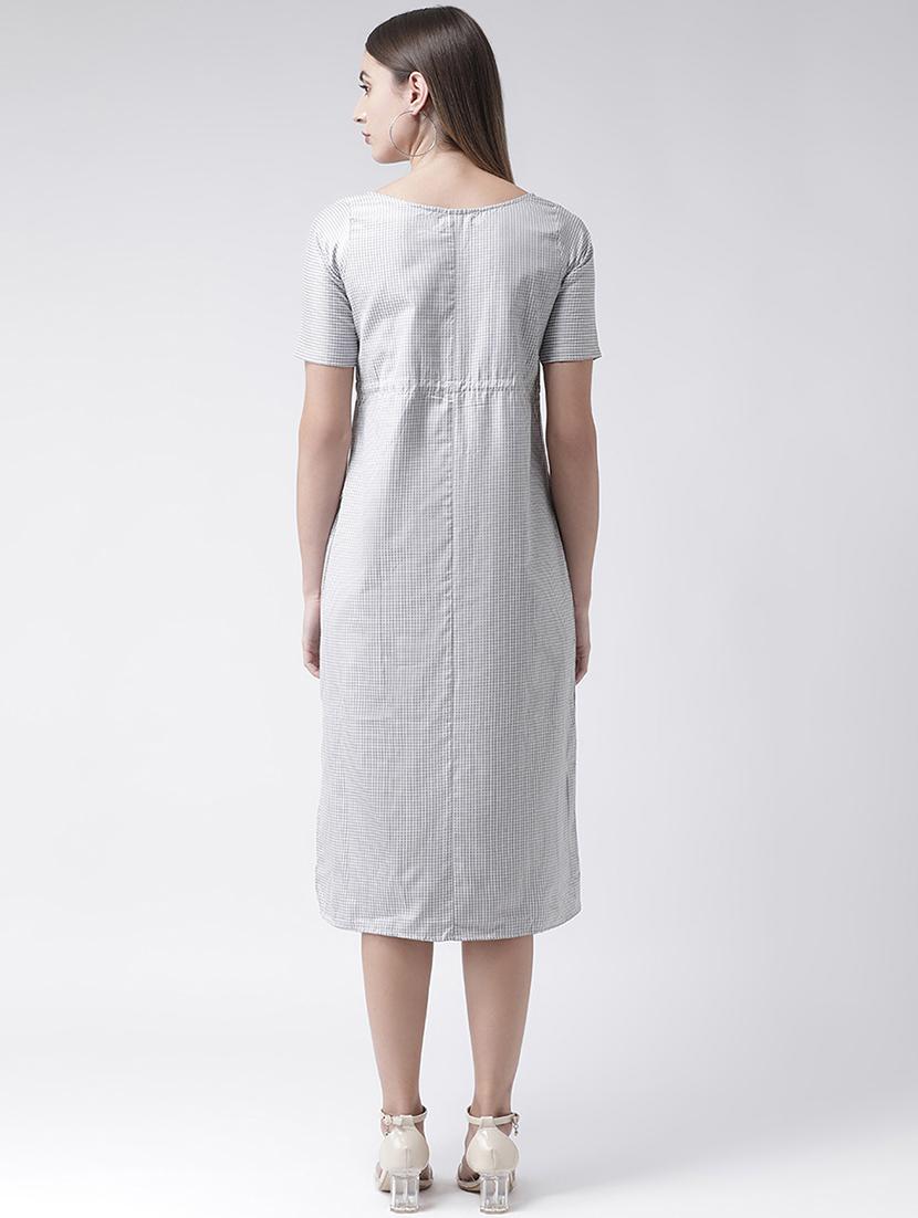 drawstring checkered empire line dress - 16135140 - Zoom Image - 3