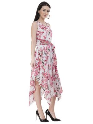 bow tie floral asymmetric dress - 16135673 - Standard Image - 2