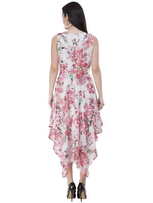 bow tie floral asymmetric dress - 16135673 - Standard Image - 3