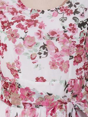 bow tie floral asymmetric dress - 16135673 - Standard Image - 4