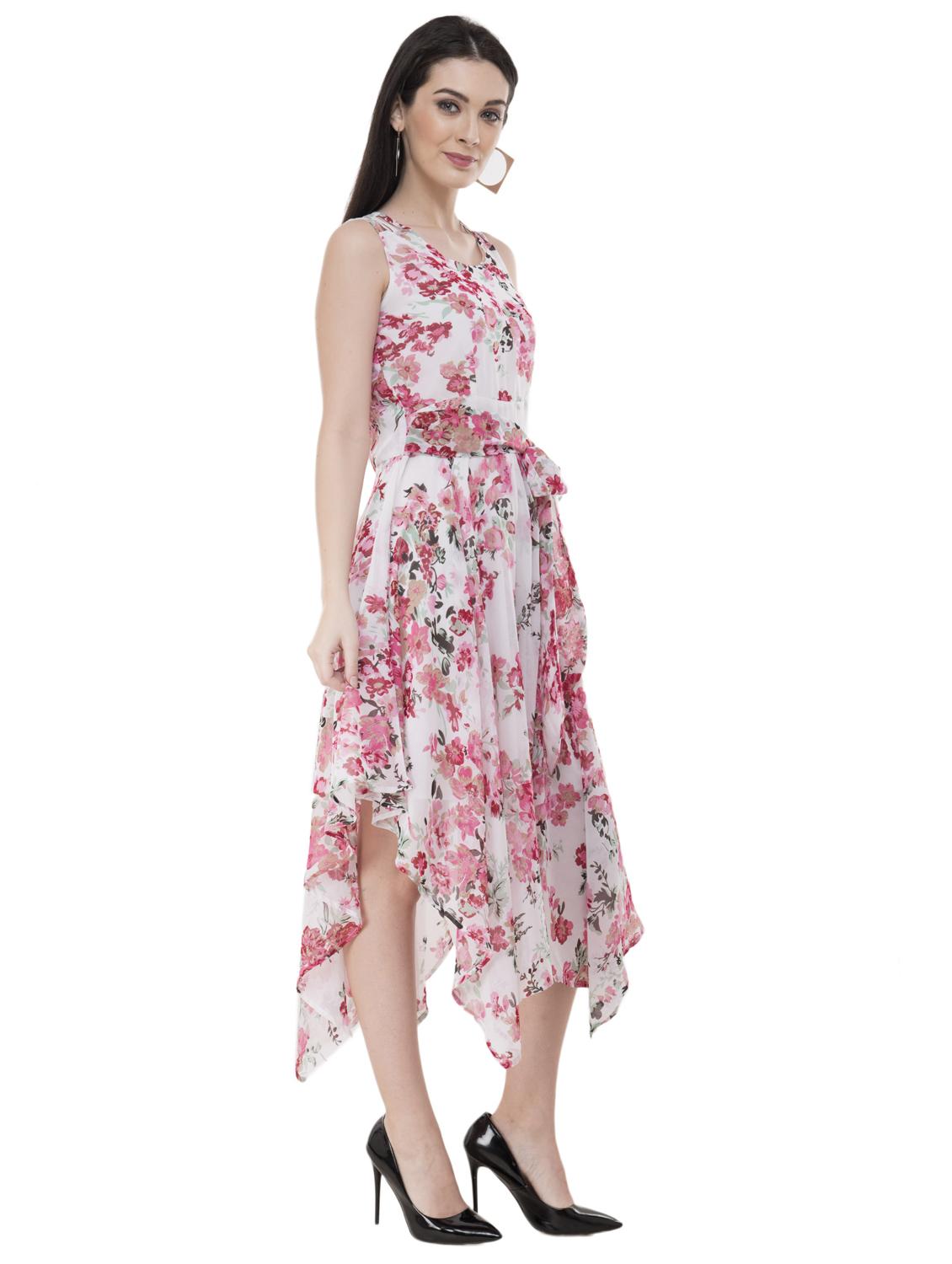 bow tie floral asymmetric dress - 16135673 - Zoom Image - 2