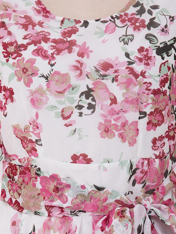 bow tie floral asymmetric dress - 16135673 - Zoom Image - 4
