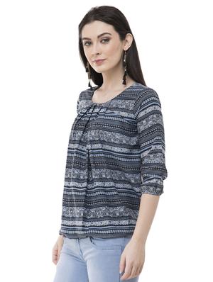 pleated neck blouson top - 16135678 - Standard Image - 2