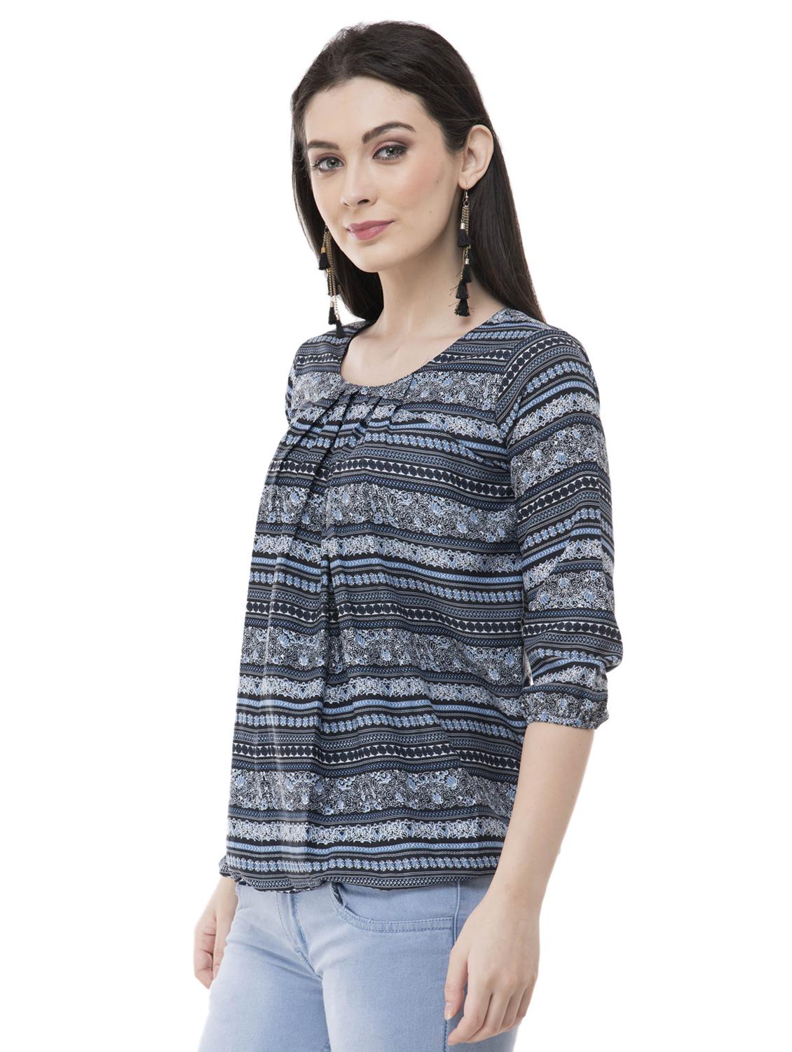 pleated neck blouson top - 16135678 - Zoom Image - 2