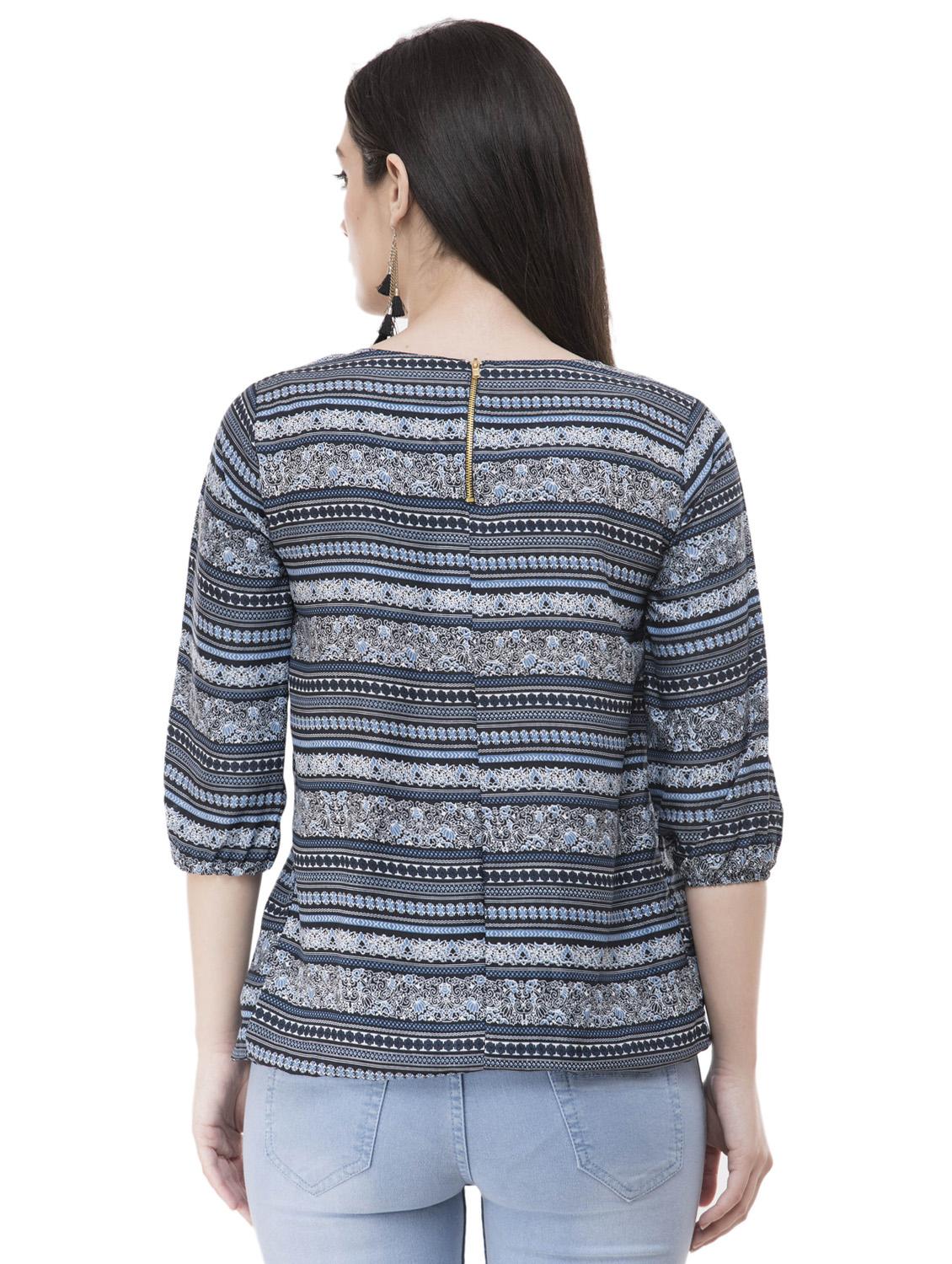 pleated neck blouson top - 16135678 - Zoom Image - 3