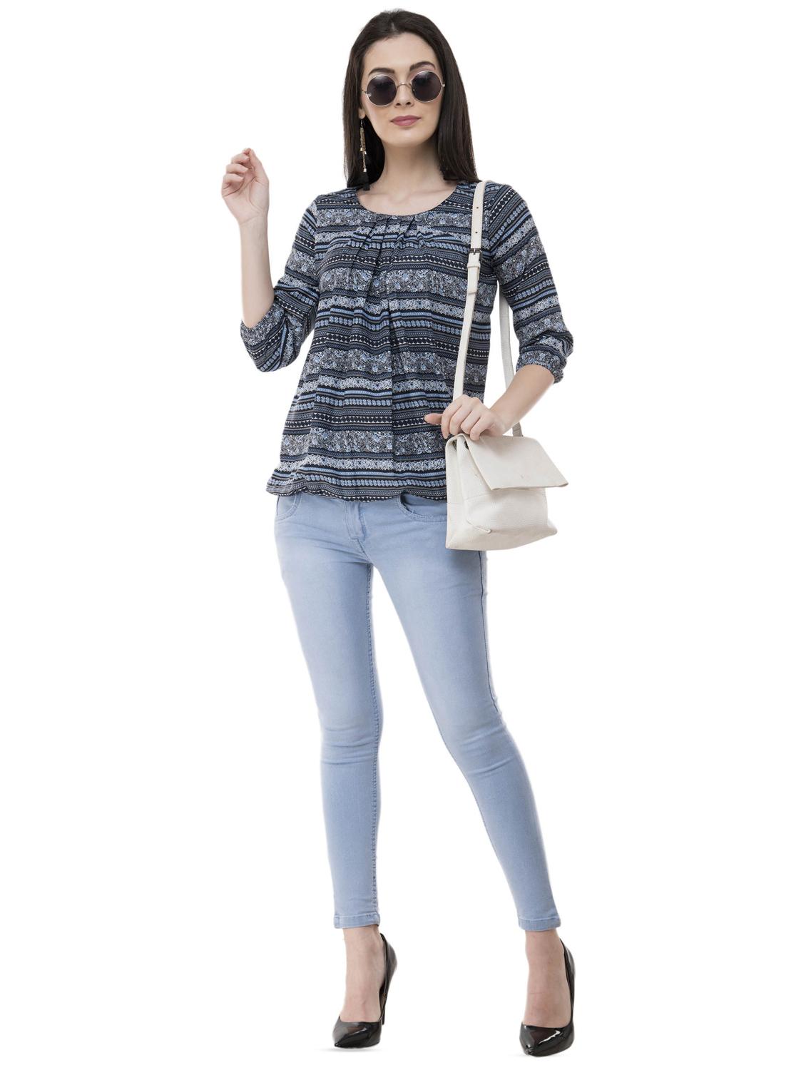 pleated neck blouson top - 16135678 - Zoom Image - 4