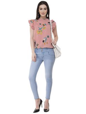ruffle detail striped floral top - 16135680 - Standard Image - 4