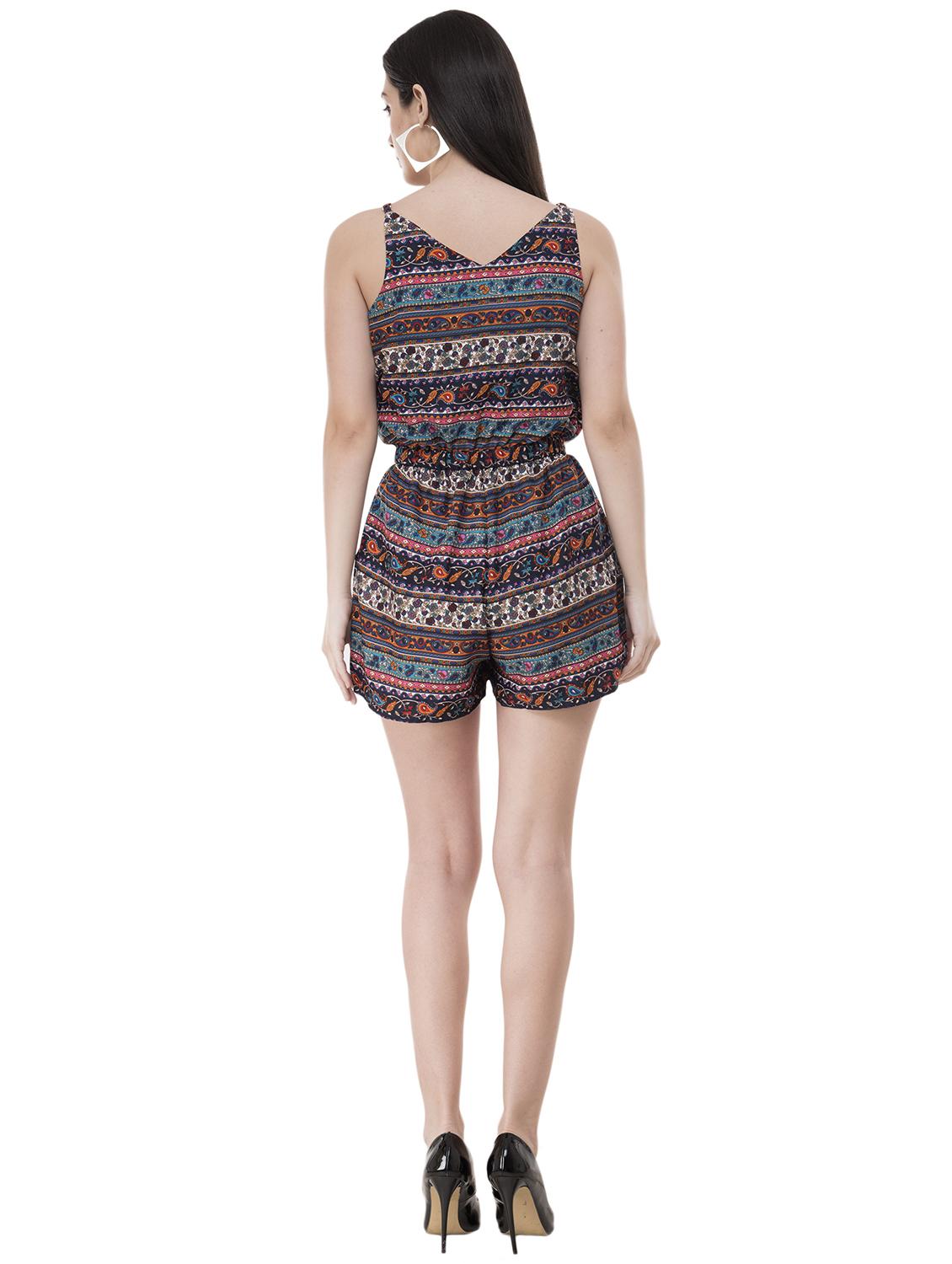 drawstring boho print romper - 16135720 - Zoom Image - 3