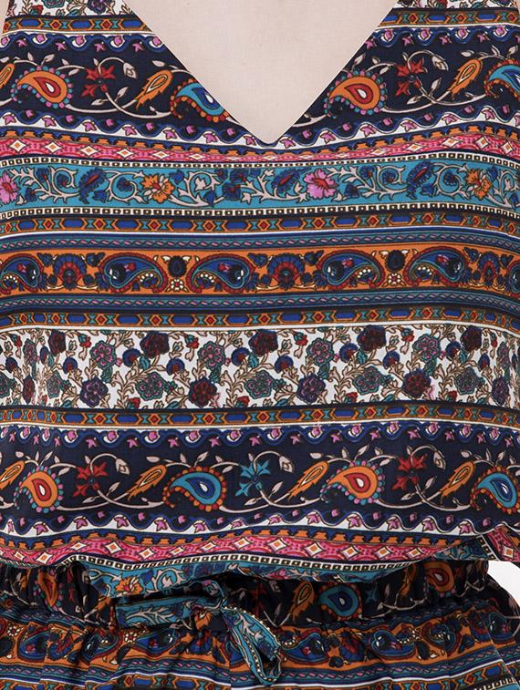 drawstring boho print romper - 16135720 - Zoom Image - 4
