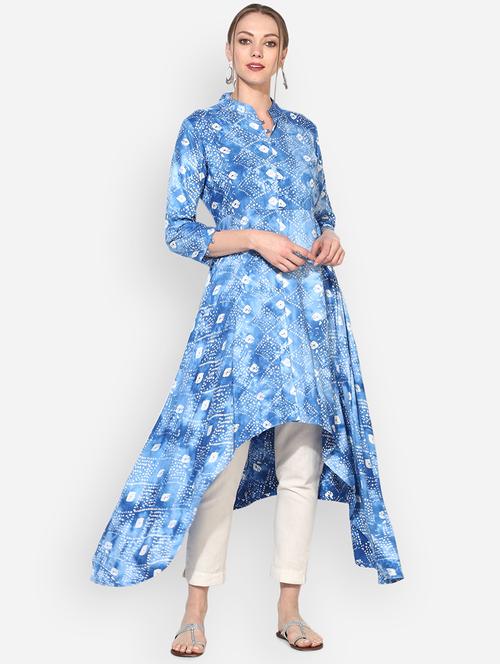 printed asymmetric kurta - 16135786 - Standard Image - 1