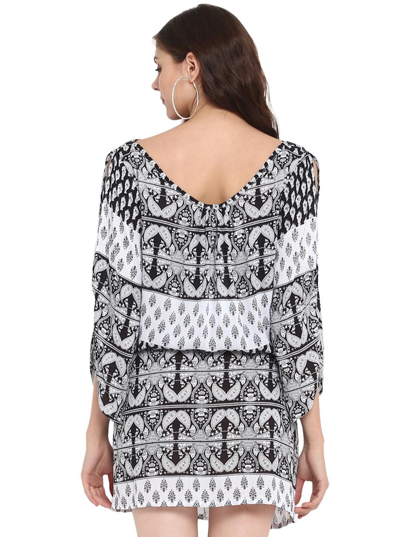 slit sleeved belted dress - 16136106 - Zoom Image - 3