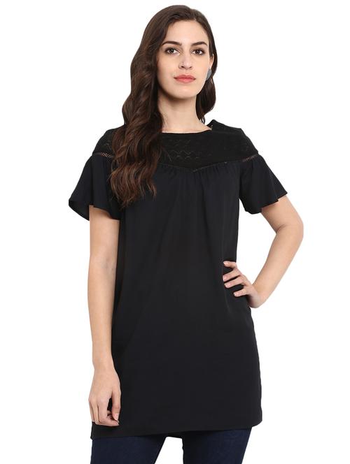 lace panel gather detail tunic - 16136108 - Standard Image - 1