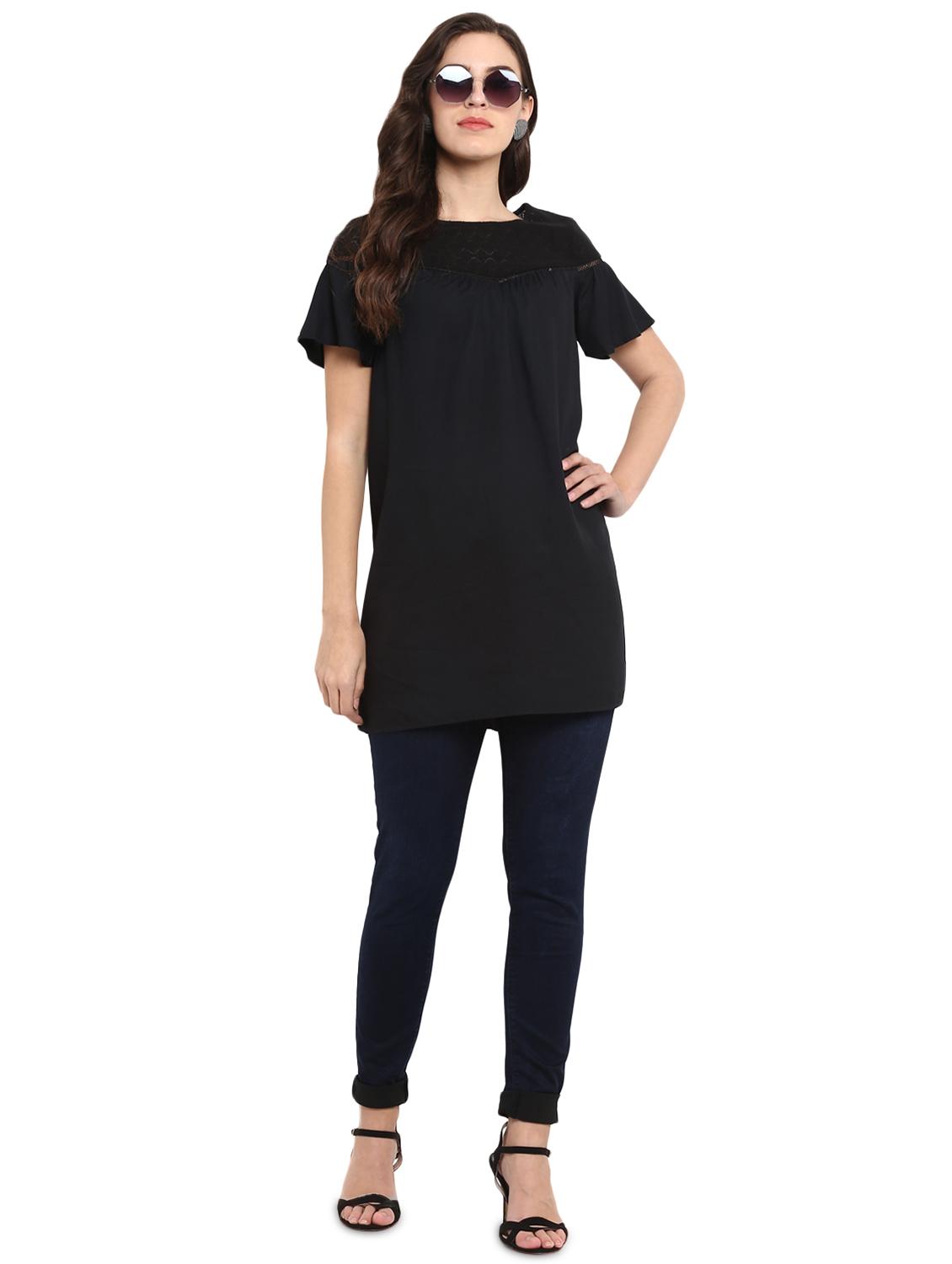 lace panel gather detail tunic - 16136108 - Zoom Image - 4