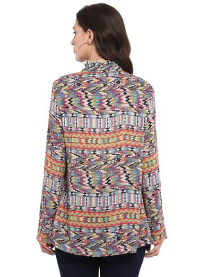 tie up neck geometric top - 16136110 - Standard Image - 3