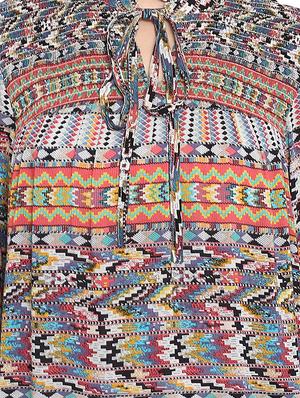tie up neck geometric top - 16136110 - Standard Image - 5
