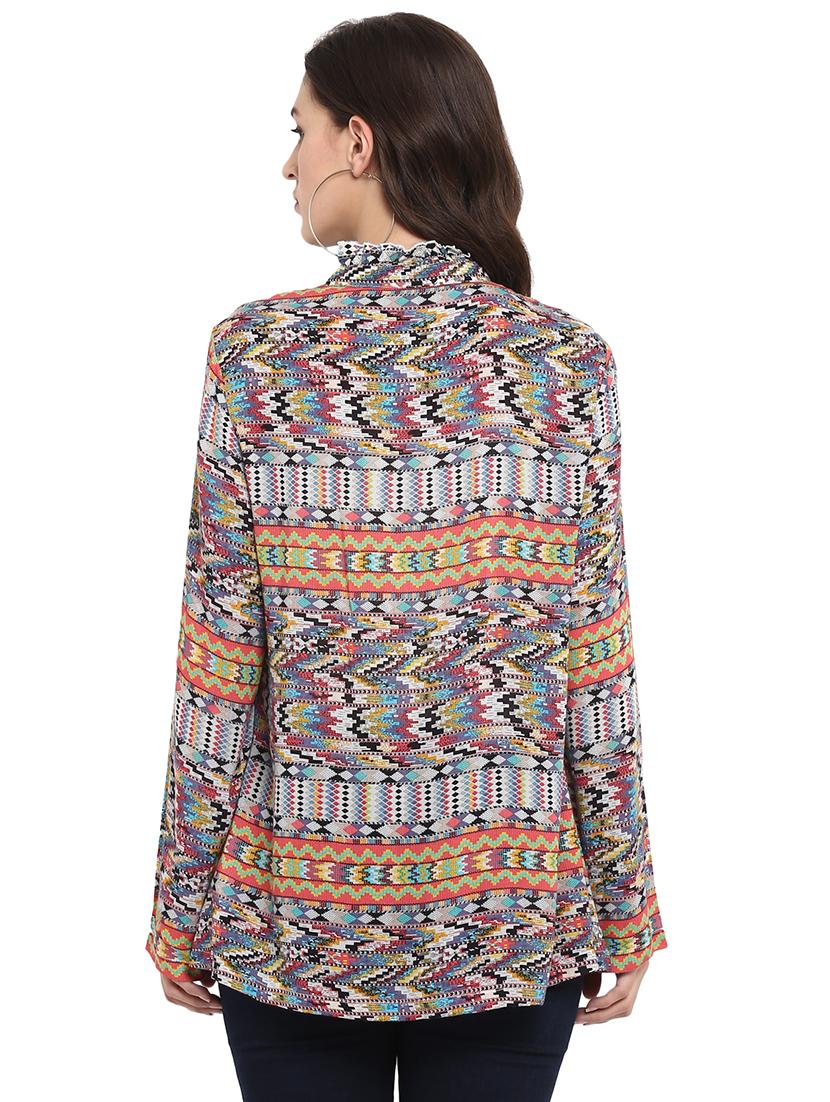 tie up neck geometric top - 16136110 - Zoom Image - 3