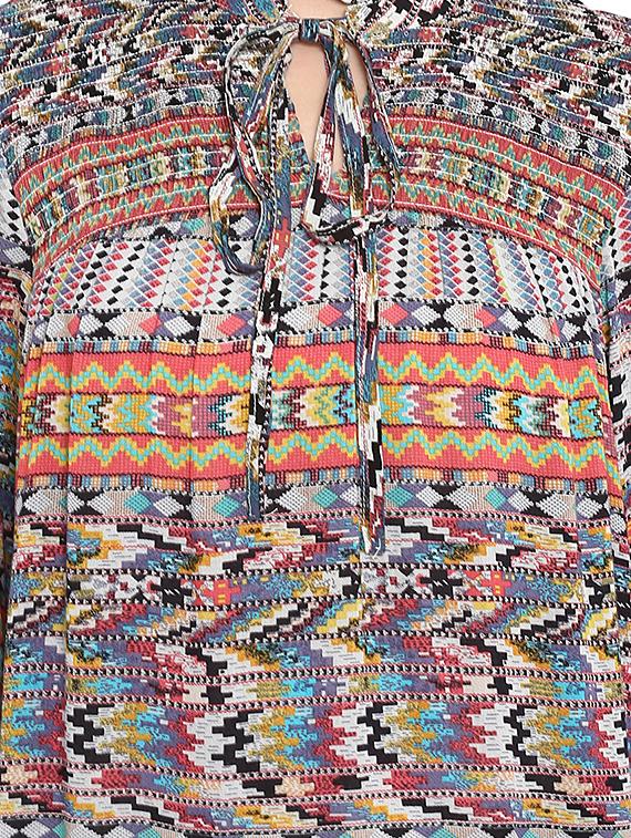 tie up neck geometric top - 16136110 - Zoom Image - 5