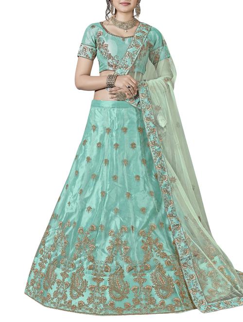 Embroidered a-line lehenga - 16136521 - Standard Image - 1