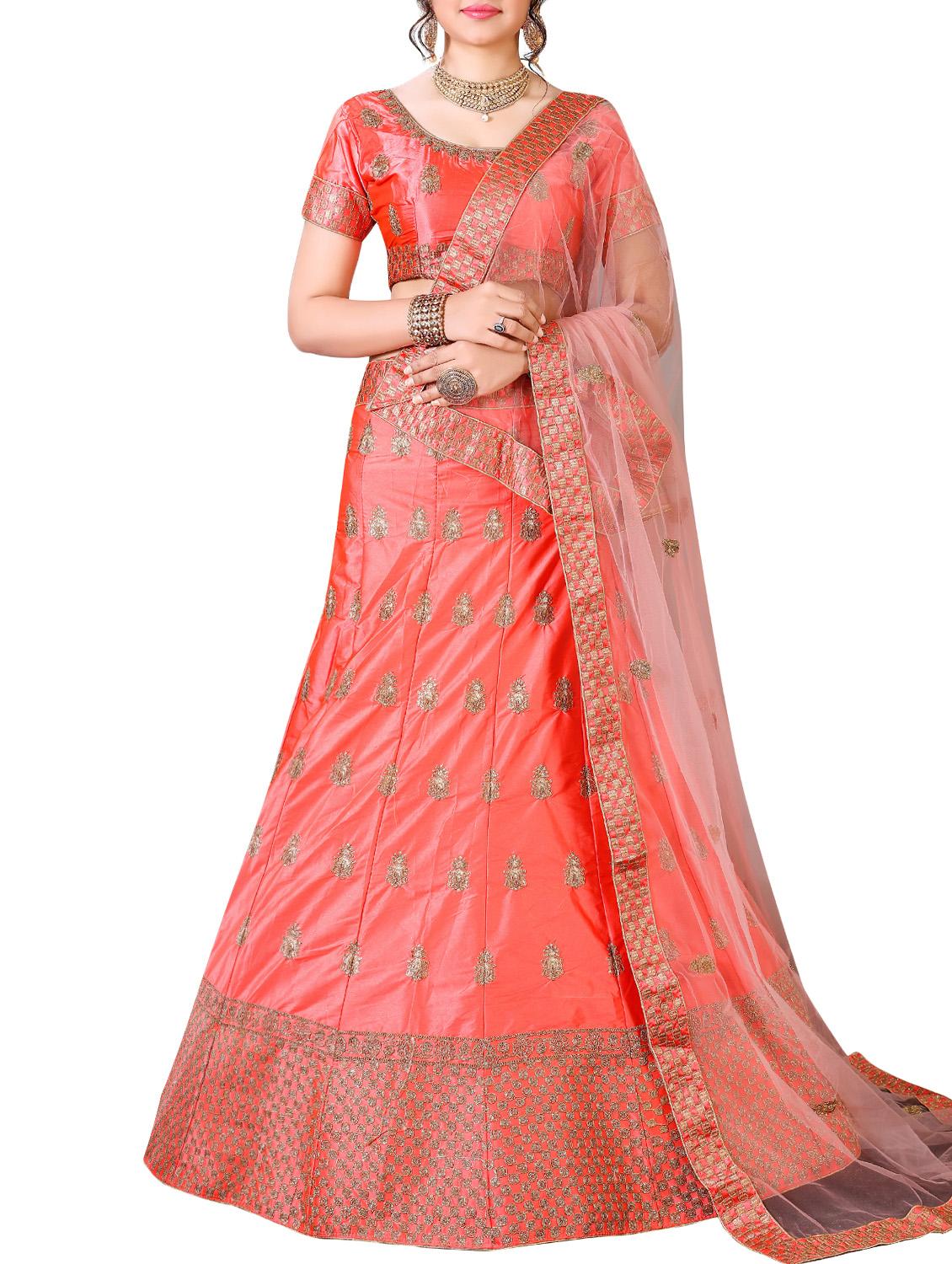Embroidered a-line lehenga - 16136528 - Zoom Image - 1