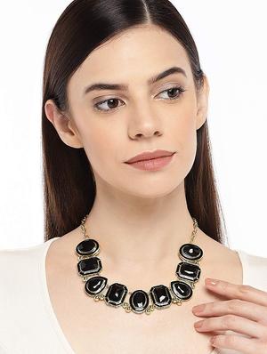 black metal short necklace - 16136751 - Standard Image - 3