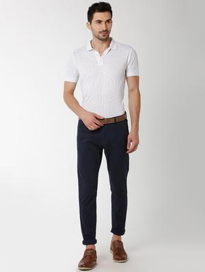 navy blue solid chinos - 16137404 - Standard Image - 4