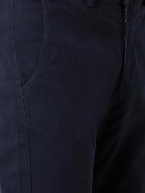 navy blue solid chinos - 16137404 - Standard Image - 5